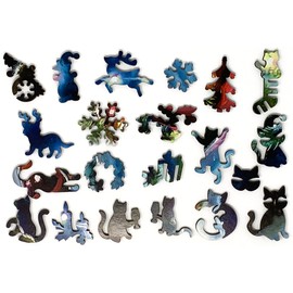 Christmas Wooden Jigsaw Puzzle for Adults - A Purr-FECT Christmas - 261 Pieces. Made in USA by Nautilus Puzzles