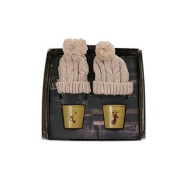 Eddingtons Set of 2 Cosy Up Stag Illustration Egg Cups and Cosies