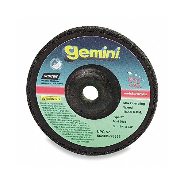 4-1x2f;2" x 1x2f;8" Depressed Center Wheel, Aluminum Oxide, 7x2f;8" Arbor