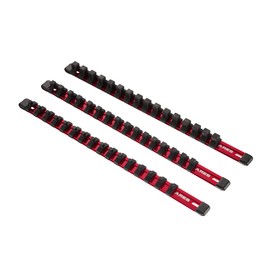 ARES 70204-3-Piece Aluminum Socket Organizer - 1/4-Inch, 3/8-Inch, and 1/2-Inch Drive Socket Rails Hold 48 Sockets and Keep Your Tool Box Organized