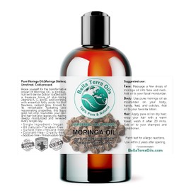 Bella Terra Oils - Organic Moringa Oil 16 oz - Cold-Pressed Mastery, Packed with Vitamins & Antioxidants, Impeccable for Natural Skin Nourishment