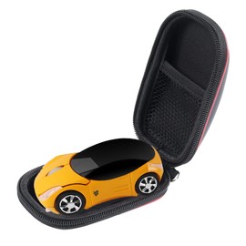 elec Space Wireless Mouse, Cool 3D Sports Car Shape Ergonomic Optical Mice, Mini Mouse for Kids, Computer Mouse for Laptop PC with Mouse Case (Yellow)