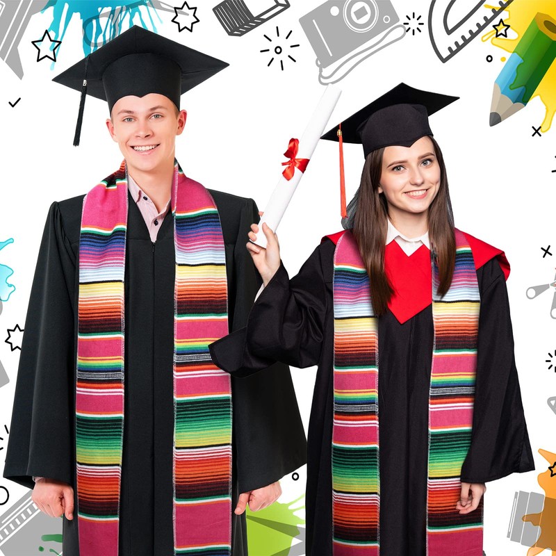 Berlune 8 Pcs Mexican Graduation Sash Hispanic Serape Graduation Stole