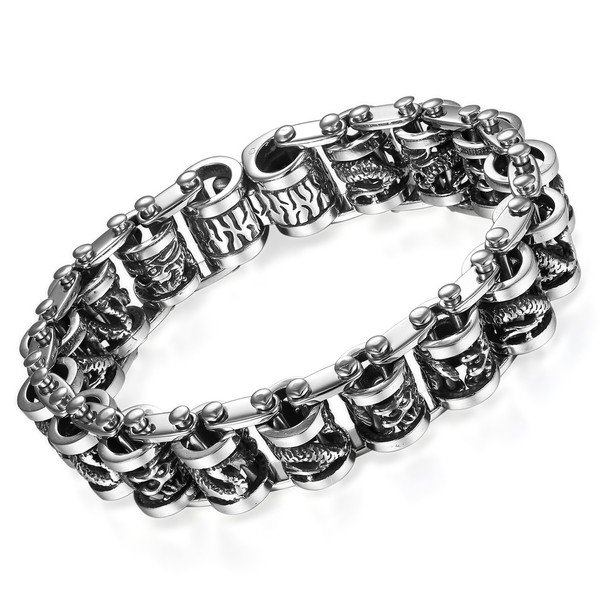 OIDEA Men's Bracelet Dragon Head Stainless Steel Dragon Bangle Open