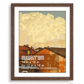 euwazram Solid Wood 14x18 Frame - Single Frame, Rustic Walnut 14 x 18 Poster Frame with Mat for 12x16, Picture Frames for Artwork, Puzzles, Photos and Movie Posters