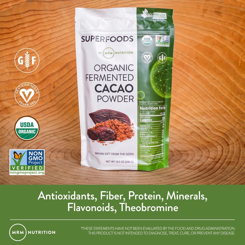 MRM Nutrition Organic Fermented Cacao Powder | Superfood | Antioxidant-rich