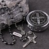HanlinCC 6mm Hematite Stone Black Beads Catholic Saint Benedict Rosary