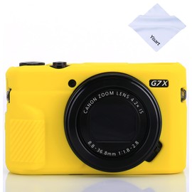 Yisau G7X Mark II Case III - Funda de silicona ultrafina, ligera, de goma suave para Canon PowerShot + paño de microfibra (amarillo)