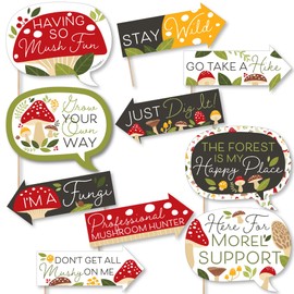 Big Dot of Happiness Funny Wild Mushrooms - Red Toadstool Party Photo Booth Props Kit - 10 Piece
