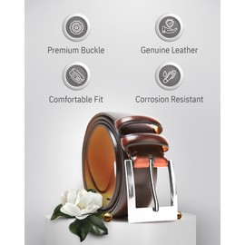 Genuine Leather Dress Belts For Men - Mens Belt For Suits With Single Prong Buckle - Designed in the USA