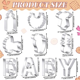 RimCereal 10 Pcs 3 Inch Baby Shower Cookie Cutters Set Baby Cookie Cutter Letter Baby Chocolate Fondant Molds Cutter for Baby Shower 1st 2nd 3rd Birthday Party Favor Crafts
