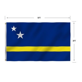 Curaçao Flag 3X5FT, Curacao National Flags,Both Sides Printed, Men Women Banner,Vibrant Colors, Double Stitched with 2 Brass Grommets, Bar Garden Street Decoration, GYM, Office Decor,Indoor Outdoor Use,Gifts. (Curacao, 3x5ft)