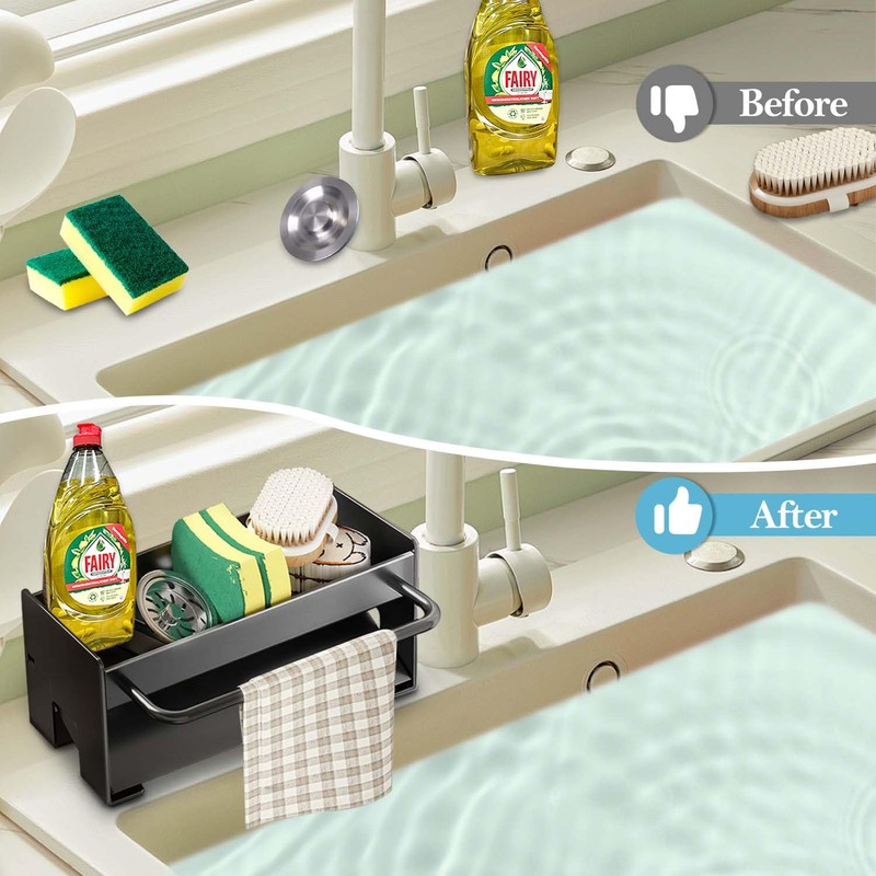 OWill Kitchen Sink Caddy, Kitchen Sink Organiser with Self Draining