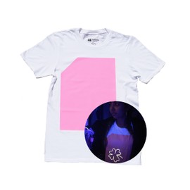 Illuminated Apparel Interactive Glow in The Dark T-Shirt - Fun for Birthday Parties & Festivals - Light up The Night (XXL, White/Pink Glow)