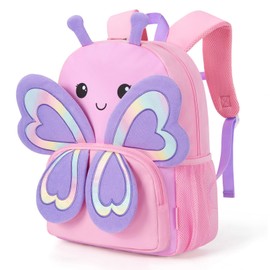 mommore Kids Backpack Cute 3D Large Toddler Butterfly Backpack for Girls Child Preschool Kindergarten Primary Book Back Age 3-6 Water-Resistant with Chest Buckle and Adjustable Strap