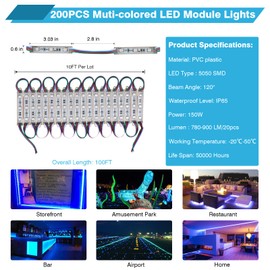 IRONWALLS Storefront RGB LED Lights - 100FT, 200PCS 5050 SMD 3-LED Modules with App & Remote Dual Control, Waterproof Commercial Window Decorative Lights for Indoor & Outdoor