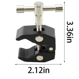 TAODAN Black Super Clamp with 1/4 and 3/8 Threads Photographic Equipment Metal Universal Mount Bicycle/Motorcycle Fixed Fitting Suitable for Lamp Umbrellas Flat Glass Crossbars
