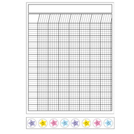 Vertical White 4 Piece Classroom Incentive Chart and Sticker Set, for Tracking Goals, Chores, Classroom assignments and Responsibilities.