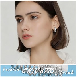 CHICUTIE 24 Pairs Silver Hoop Earrings Set For Women Hypoallergenic Trendy Lightweight Chunky Chain Twisted Huggie Hoops Dangle Earring Packs For Birthday Party Christmas Fashion Jewelry Gift