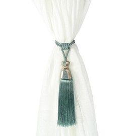 tex family - Wilson Curtain Tieback | Ball Tassels & Cords | Handmade | 75 cm Total Length | For Living Room, Bedroom & Office, Sage Green, Polyester
