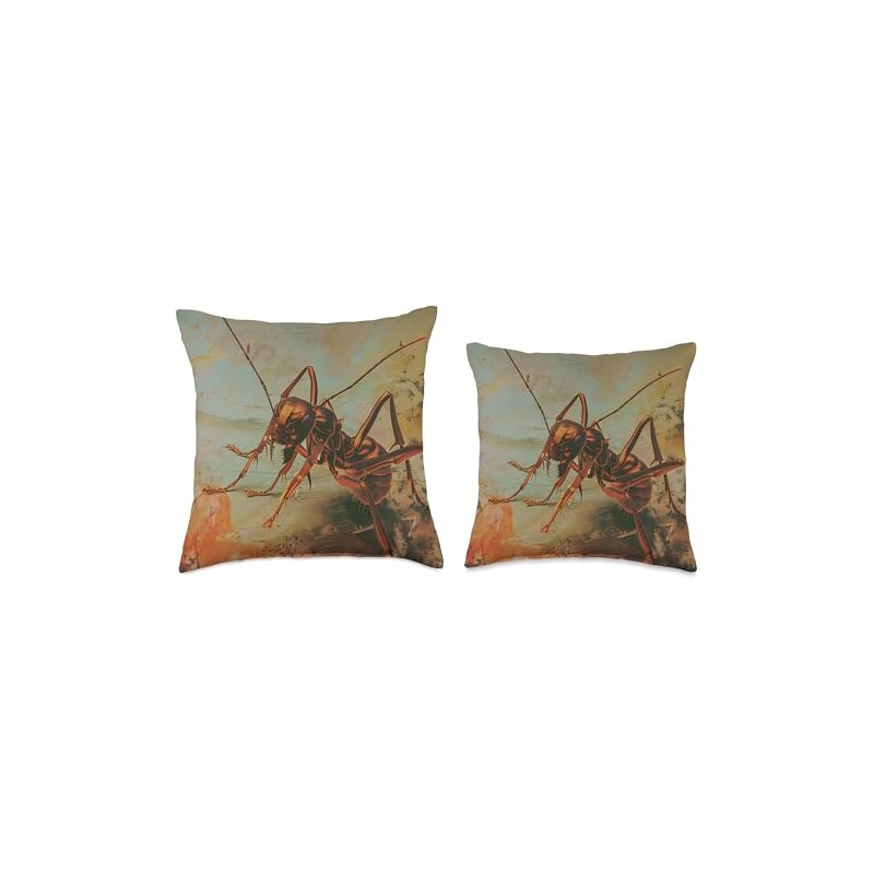 Insect Lover Abstract Vintage Fire Ant Throw Pillow