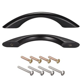 sourcing map Wood Pull Handles, 2pcs 192mm/3.78" Hole Distance Wooden Drawer Knobs Pulls for Kitchen Furniture Drawer Wardrobe Cupboard, Black Varnish Finish