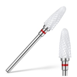 Ceramic Nail Drill Bit, 3/32'' Professional Acrylic Nail File Flame Drill Bit White Ceramic Cone File Bit for Nail Art,Manicure,Pedicure,Gel,Cuticle Nail Polishing, Beginners Bits