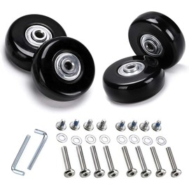 4 Wheels Wear-Resistant Mute Luggage Suitcase Replacement Wheels Rubber Swivel Caster Wheels Repair Kits (45mm x 18mm Set of 4)