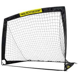 Franklin Sports Blackhawk Backyard Soccer Goal - Portable Kids Soccer Net - Pop Up Folding Indoor + Outdoor Goals - 6'6" x 3'3" - Black