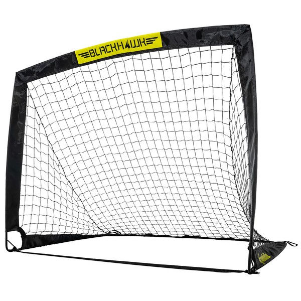 Franklin Sports Blackhawk Backyard Soccer Goal - Portable Kids Soccer Net - Pop Up Folding Indoor + Outdoor Goals - 6'6" x 3'3" - Black