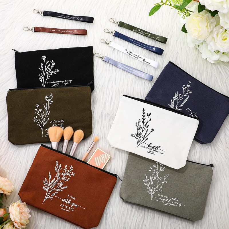 Huhumy 12 Pcs Christian Gift Bible Verse Makeup Bag Scripture