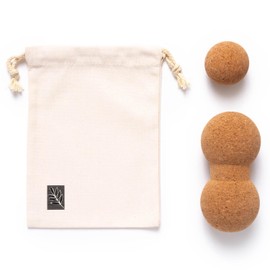 Cork Massage Ball | Massage Ball Set | Ideal for Back and Muscle Massage | Sustainable Trigger Point Ball | Choice of Shapes Like Peanut Roller (Ball (62mm) & Peanut (80x160mm) Set with Bag)