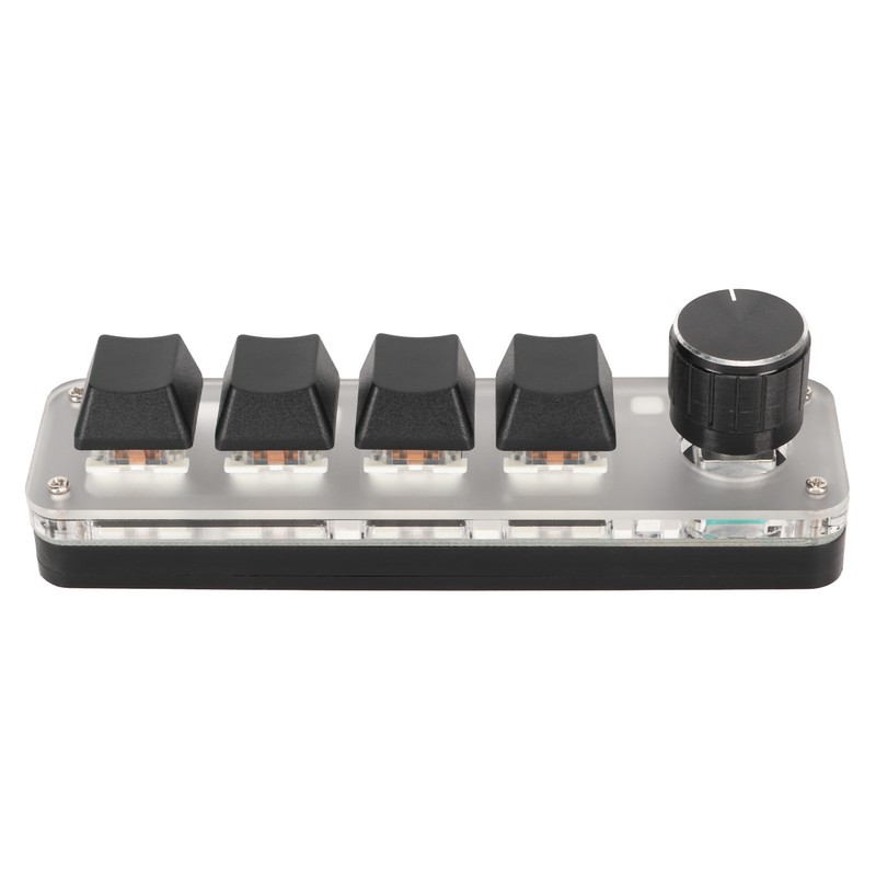 USB Mini 4 Key Keypad with Knob Blue Switch RGB