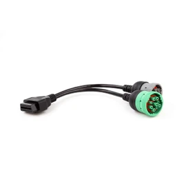 YPP OBD to Type 2 Green9p J1939 and 6p J1708 Split Y Cable for Diesel Truck Diagnostics