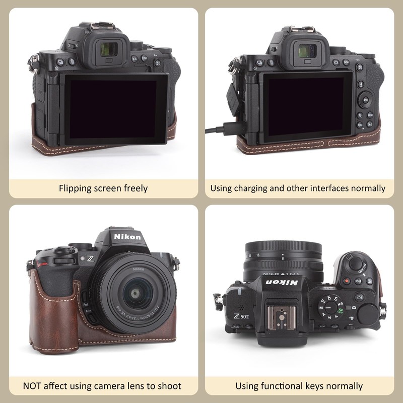 MUZIRI KINOKOO Case for Nikon Z50 II Camera, PU Leather