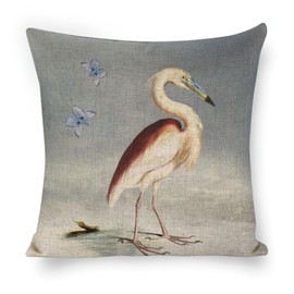 Icotoibabie Butterfly and Heron Neutral Decorative Throw Pillow Covers 18x18 Inch for Living Room Couch Bed Sofa, Rustic Farmhouse Coastal Boho Home Decor, Linen Pillowcase Square Cushion Case