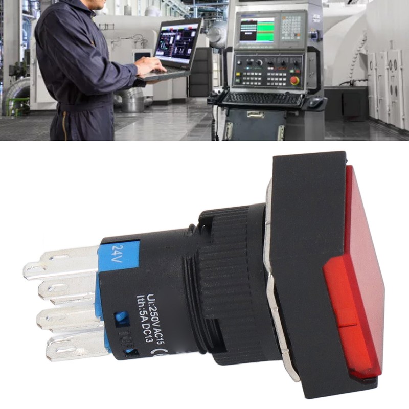 25 Pcs Push Button Switch Light Indicate Self Locking Long