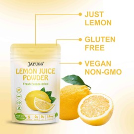 JAYUSS Lemon Juice Powder 8.82 Ounce, 100% Natural, Freeze Dried Lemon Juice, No Sugar or Additives, Great for Drinks, Smoothies, and Beverages 250g