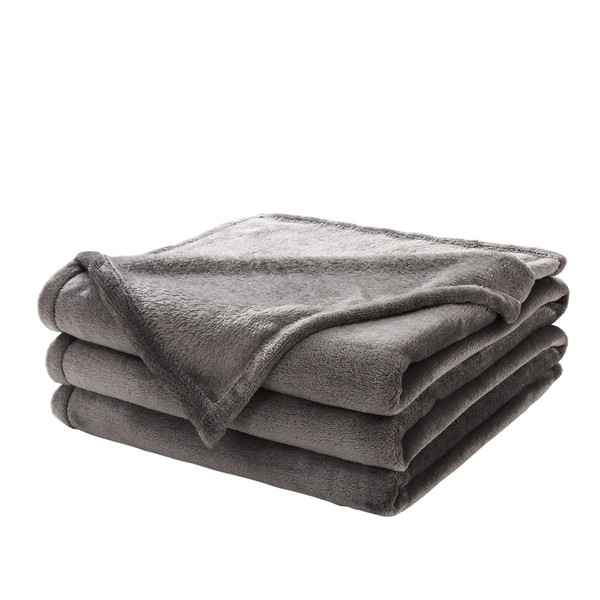 Susan’s Garden Warm and Cozy Blanket, A/C Protection, Lightweight, All-Season, Washable, Warm, Fluffy, Smooth, Moisture-Wicking, Heat-Generating, Microfiber, Soft, Anti-Static, Single, Gray