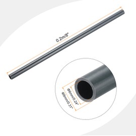 MECCANIXITY PVC Rigid Tube Round Pipe 6mm ID 8mm OD 8" Length Dark Grey High Impact for Water Pipe, Crafts, Cable Sleeve