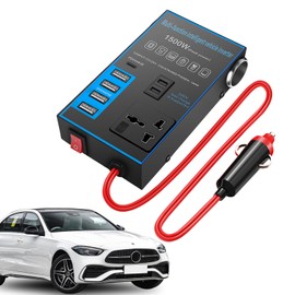 1500W Car Power Inverter - 12V/24V Universal Converter, USB Charging Ports, Office Car Charger Inverter with USB C, Fast Charging, UK Compatible Safe and Stable for Tablets, Phones