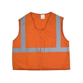 Mutual Industries 84910-0-104 High Visibility Polyester ANSI Class 2 Non Durable Flame Retardant Solid Safety Vest with 2" FR Reflective Tapes, X-Large, Orange