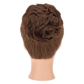 TESS 2PCS Messy Bun Hair Extension Set Versatile Synthetic Hair Bun Pieces for Women Fake Scrunchies Ponytail Extension, Brown