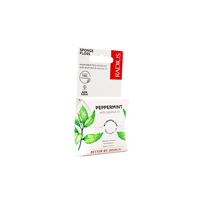 Radius Peppermint Dental Floss 55 Yards Vegan and Non-Toxic Oral
