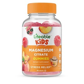 Lifeable Magnesium Citrate for Kids - 170mg Elemental Magnesium from 1,420mg Magnesium Citrate - Great Tasting Gummy Supplement - Vegetarian GMO-Free Chewable - for Muscle Relax Support - 90 Gummies