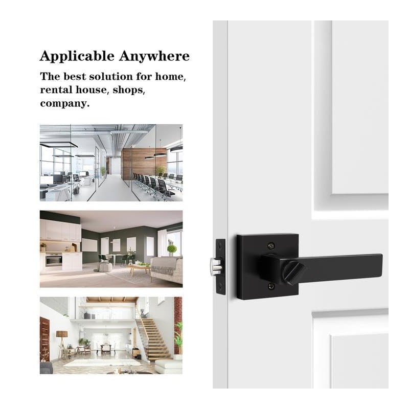Probrico Entry Door Levers Matte Black with Keys, Heavy Duty