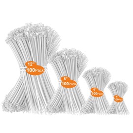 Cable Zip Ties, 400 Pack White Assorted Sizes 12+8+6+4 Inch, Multi-Purpose Self-Locking Nylon Cable Cord Management, Plastic Wire Ties for Home, Office, Garden, Workshop