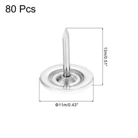 uxcell 80Pcs Upholstery Tacks, 11mmx13mm Flat Head Decorative Furniture Nails Thumb Tack for Furniture Sofa Headboards, White