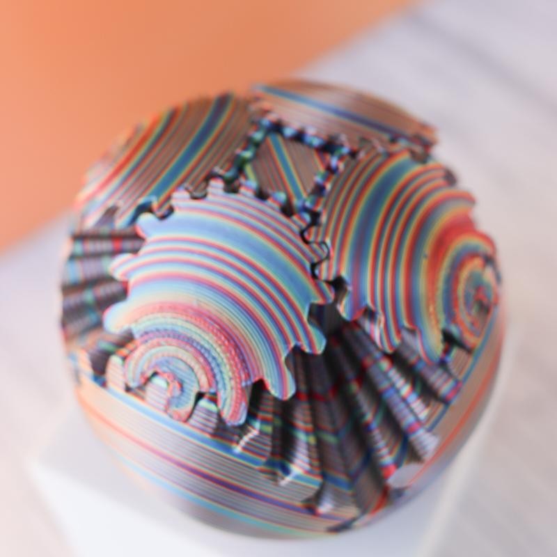 3D Printed - Mechanical Gear Ball Figurine Decor Plastic Smooth:_gold