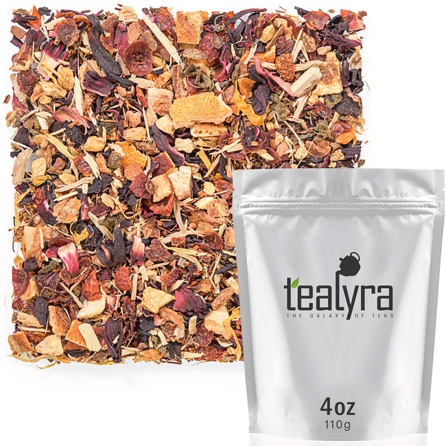 Tealyra - Immunity Booster - Detox - Rooibos - Ginger - Hibiscus - Herbal Loose Leaf Tea Blend - Healthy - Refreshing and Relaxing - All Natural - Caffeine Free - 110g (4-ounce)
